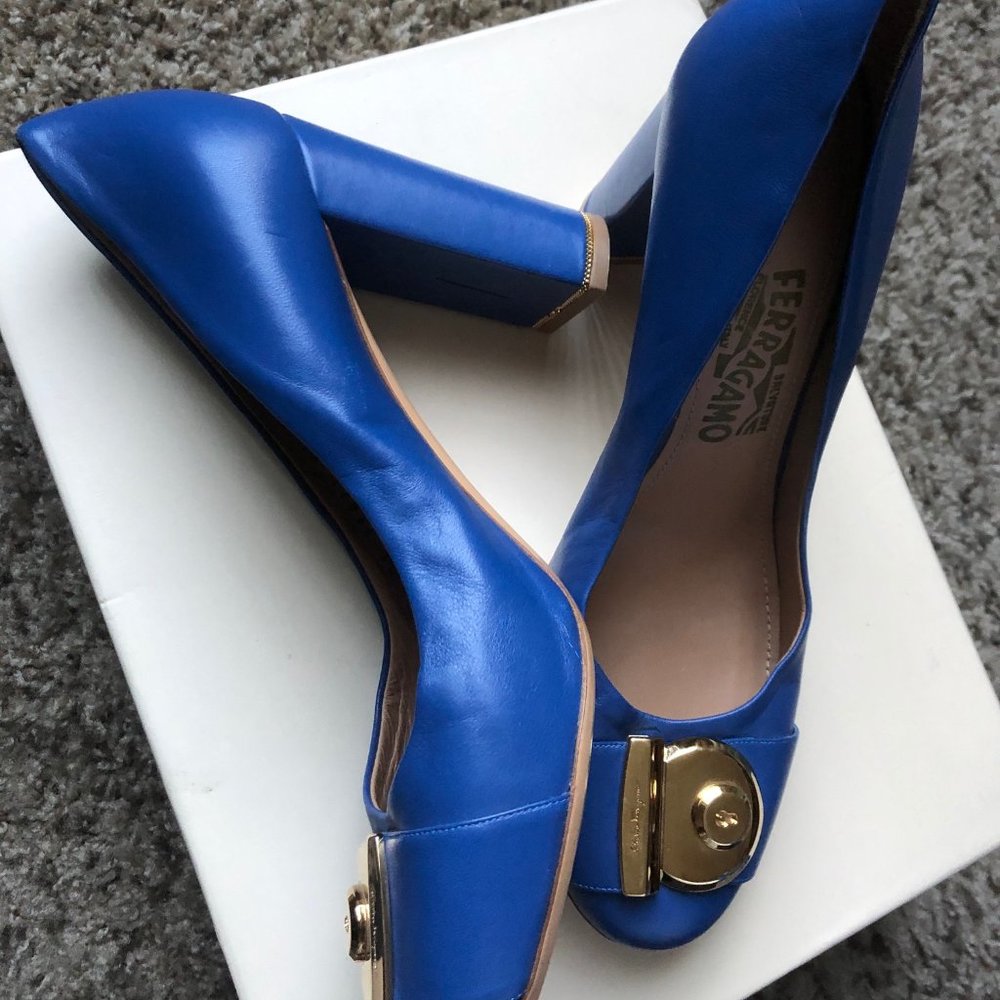 Blue Ferragamo Heels